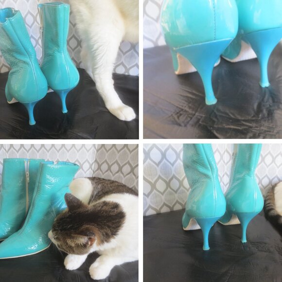 Vintage Retro Fun Hip Chic Wild Boho Cute Patented Leather Upper Ankle High Heel - Picture 10 of 10